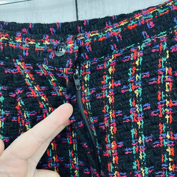 Easy Pieces US 6 American VINTAGE Wool Blend Black Neon Tweed Mini Pencil Skirt - Picture 5 of 9
